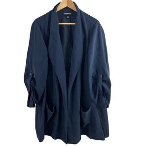Lane Bryant Navy Blazer Jacket Women Size 26/28 Open Front